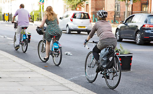 Cyclists using Royal College Street