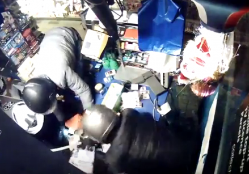 Suspects in motorcycle helmets broke into the Late Late Store