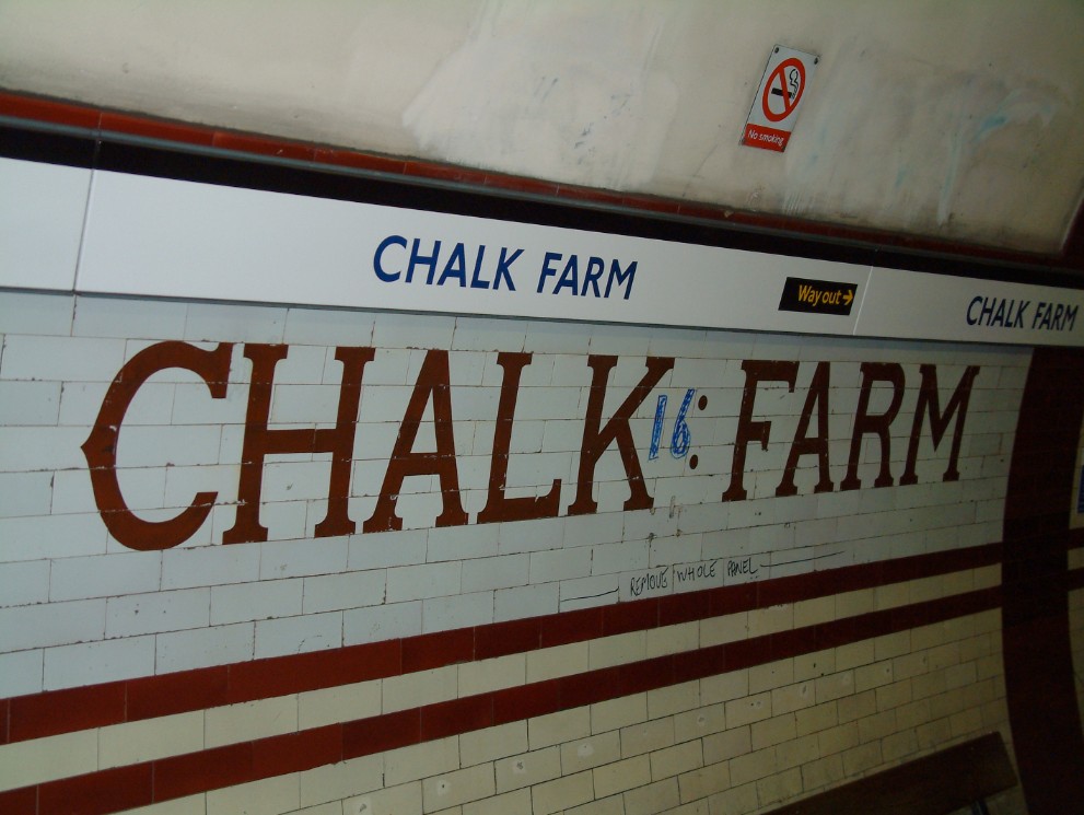 Inquiry into ‘trap and drag’ on Northern line trains Chalk Farm-Underground Station-platform level sign001-2001