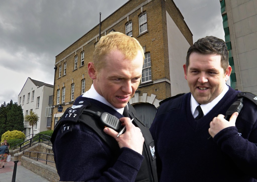 HOTFUZZ Kentish Town police station Simon Pegg Nick Frost