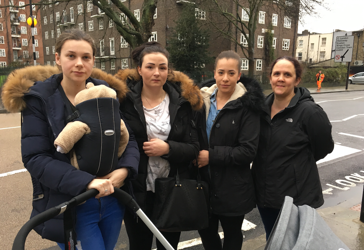 Traffic fears outside new primary school site in Camden Town Parents and children using the zebra crossing outside Hawley Primary School, which some say is not enough to slow traffic down Left: Hawley Primary School parents, Molly Griffin, Rachel Tough, Kelly Fowler and Amy Davies, outside the Camden Town school