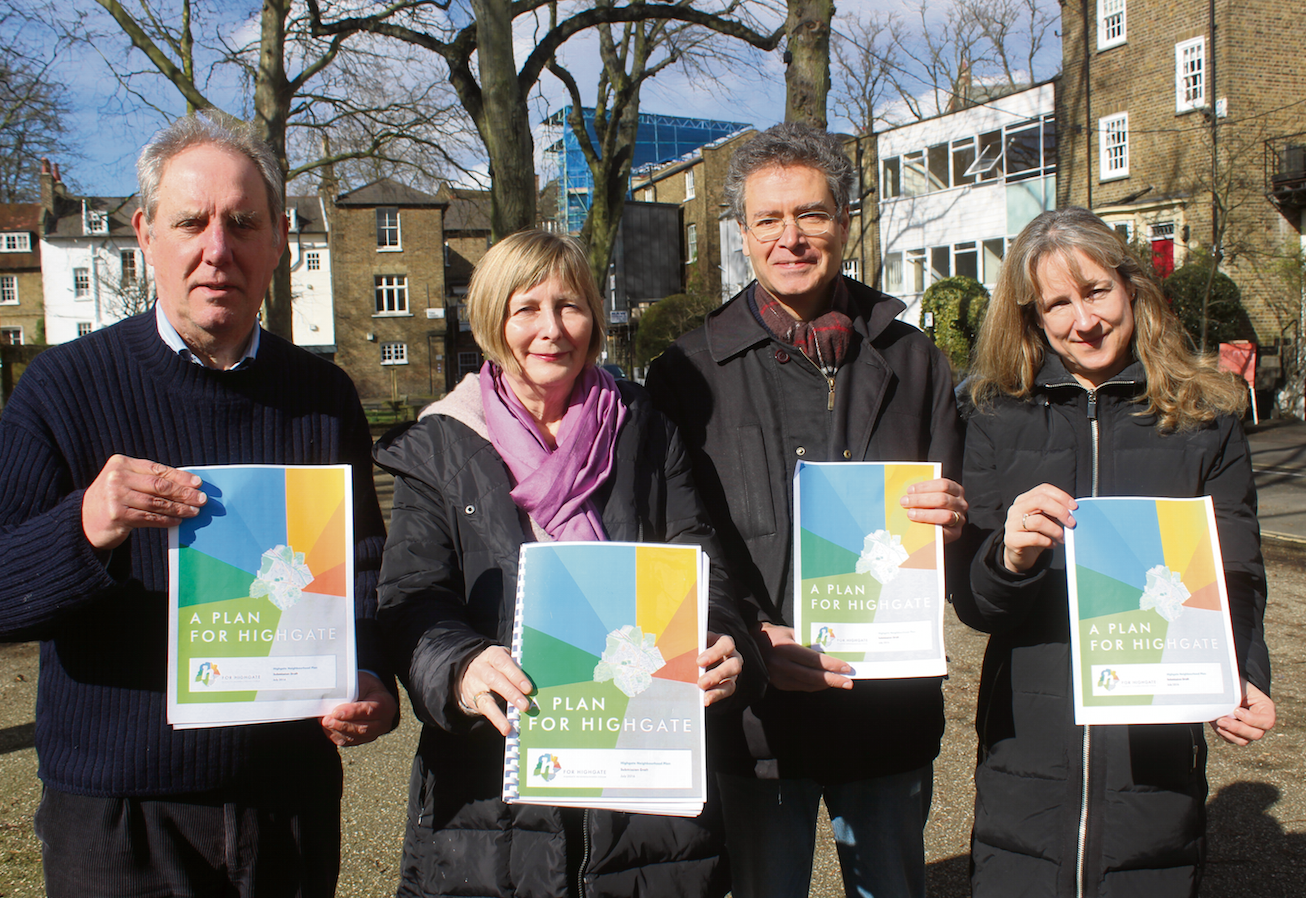 Highgate plan: Developers urged to stick to the rules on affordable housing Highgate Neighbourhood Forum committee members, from left: Martin Adeney, chairwoman Maggy Meade-King, Ian Henghes and Haringey councillor Liz Morris