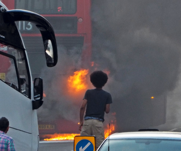 Picture taken by @HippyMummyMac Bus fire