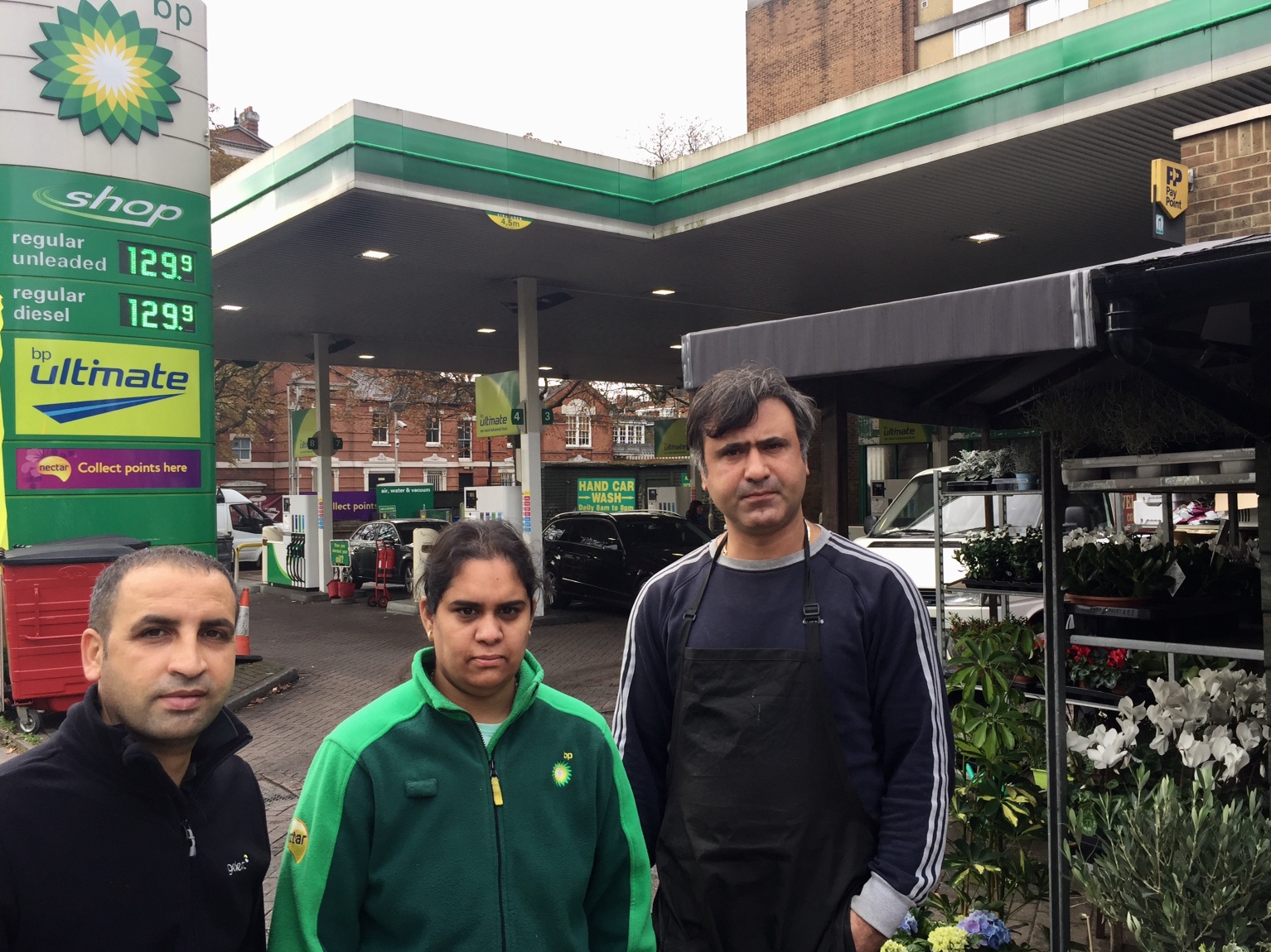 Nerali Patel and colleagues who run the under-threat BP Garage in Haverstock Hill
