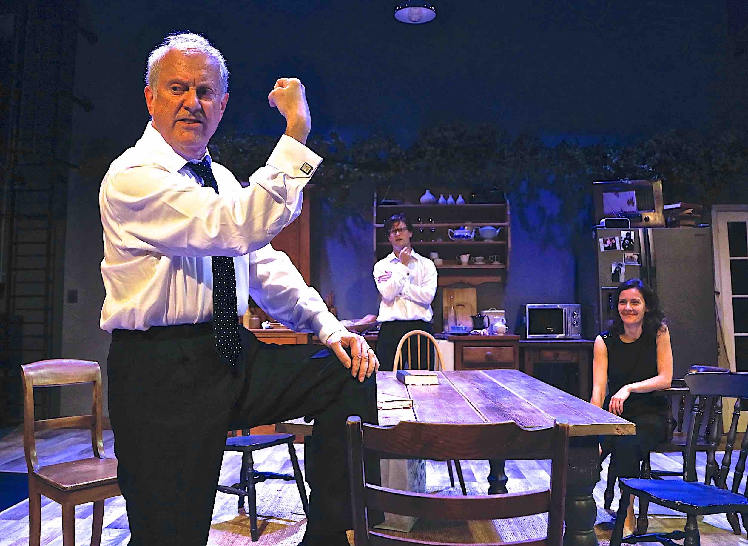 Review: Hamlet, Park Theatre Hamlet(2); by William Shakespeare; Directed by Simon Evans; David Aula; with Benet Brandreth (Hamlet); Gyles Brandreth (Ghost/Claudius/ Polonius/ Player King); Kosha Engler (Gertrude/Horratio/ Ophelia/Rosencrantz); at The Park Theatre; London,UK; on 22 August 2017; Phitos by Francis Loney; T: 0207 254 1199; francisloney@talktalk.net; Unit One Quebec Wharf, 315 Kingsland Road, London, E8 4DJ.
