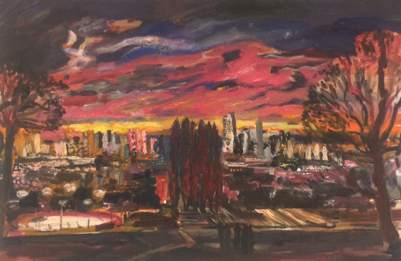 Art exhibition of famous people’s Hampstead homes raises money for homeless winter london skyline