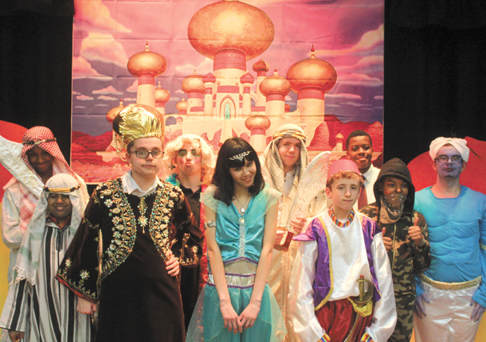 Cast of Aladdin from Samuel Rhodes school