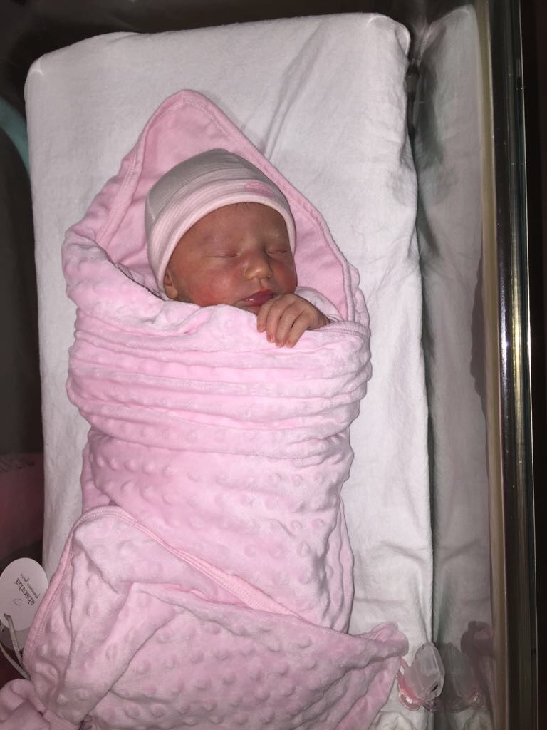No, we were first! Here’s the first baby born at the Royal Free in 2018 posen new year baby