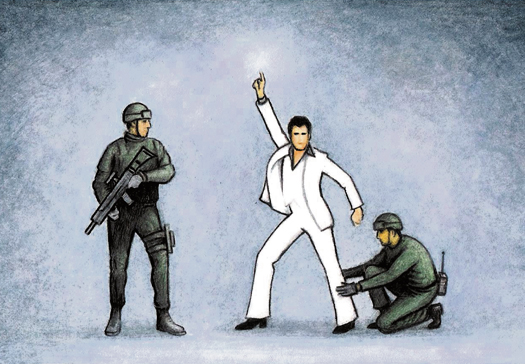 Intimidation of the security at Dingwalls spoiled our visit Checkpoint dance cartoon