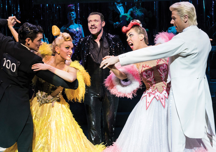 Review: Strictly Ballroom the Musical at Piccadilly Theatre Strictly Ballroom_Jonny Labey, Lauren Stroud, Will Young, Michelle Bishop and Gary Watson_Photo by Johan Persson