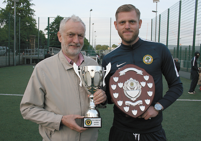 ‘This is grassroots sport at its very best’ – Corbyn Jeremy Corbyn and son Ben from Tufnell Park Football School cutout