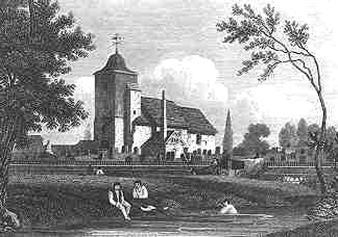 River Fleet passing St_Pancras_Old_Church_in_1815