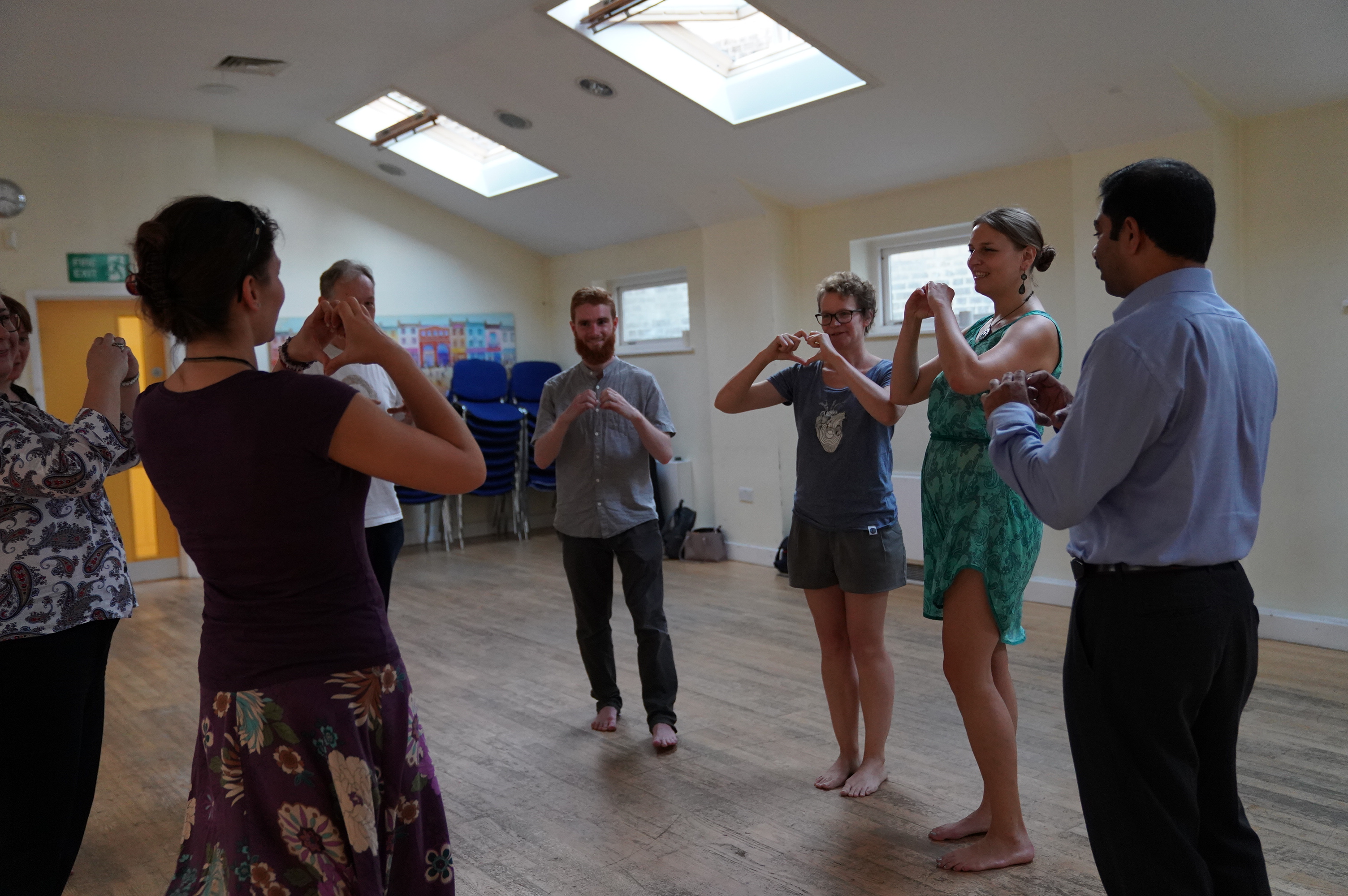Workshop aims to “heal” the Brexit divide Theatre director Valerie Kattenfeld, third right, leading a workshop: