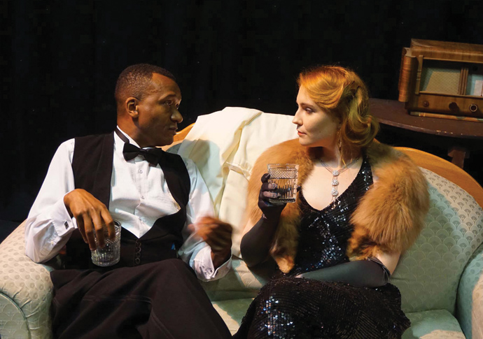 Paul Hazel as Hutch and Bethany Blake as Edwina in A National Scandal. Photo by Jesse Cooper