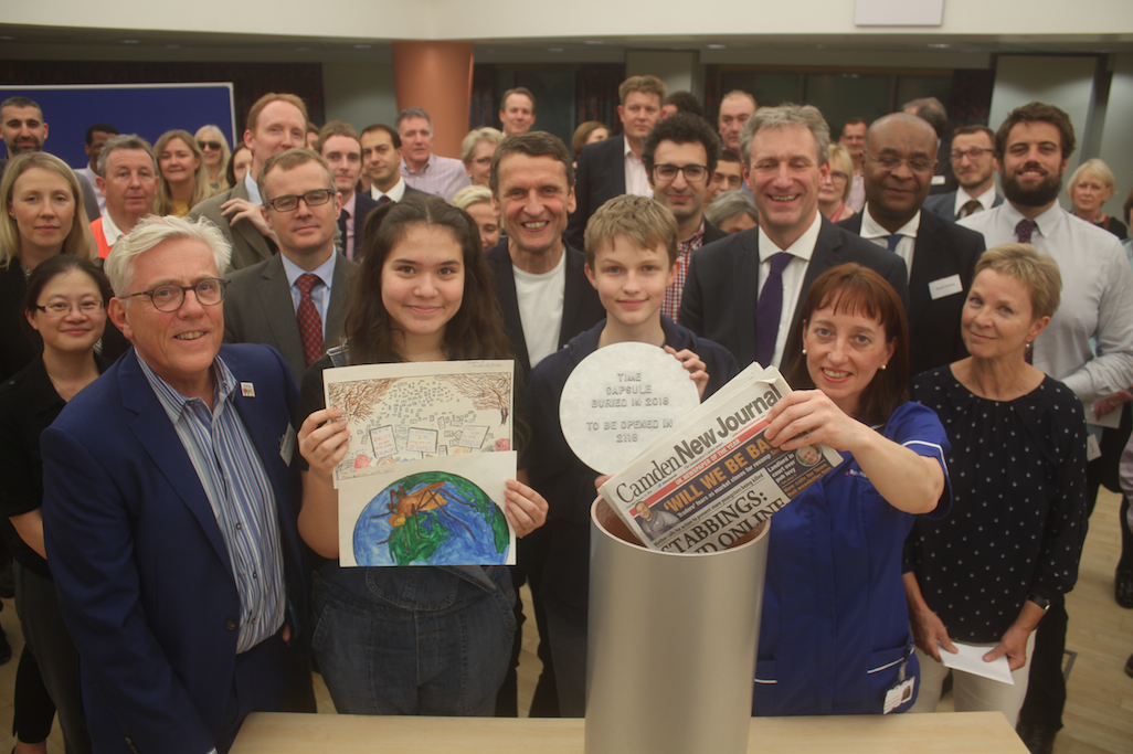 Health chiefs bury time capsule in Hampstead as work begins on Pears Building Royal Free Pears Building time capsule