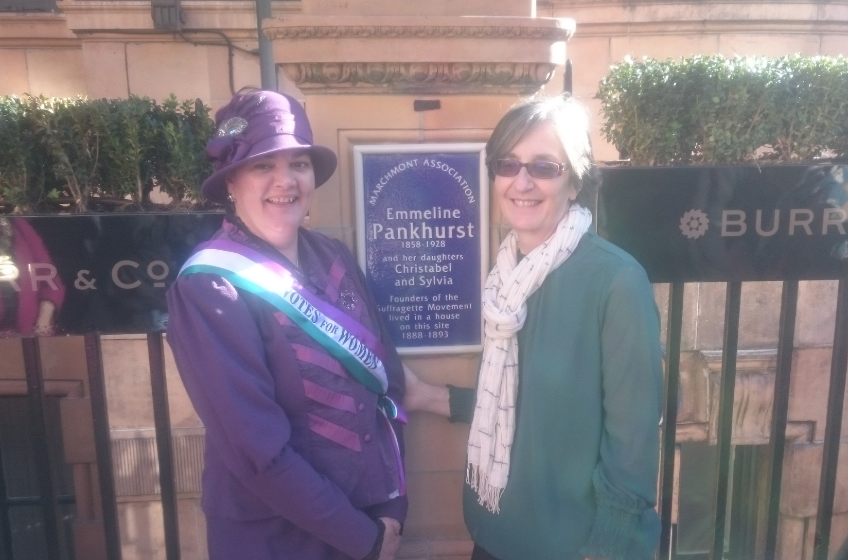 Sylvia Pankhurst’s granddaughter warns of web ‘violence’ Dr Helen Pankhurst by the new plaque with Caroline Persaud of the Marchmont Association