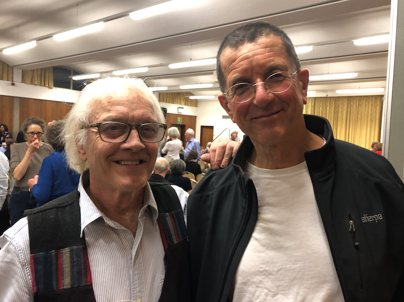 Hugh Brody and Anthony Gormley at the Belsize Square Synagogue last night (Wednesday)