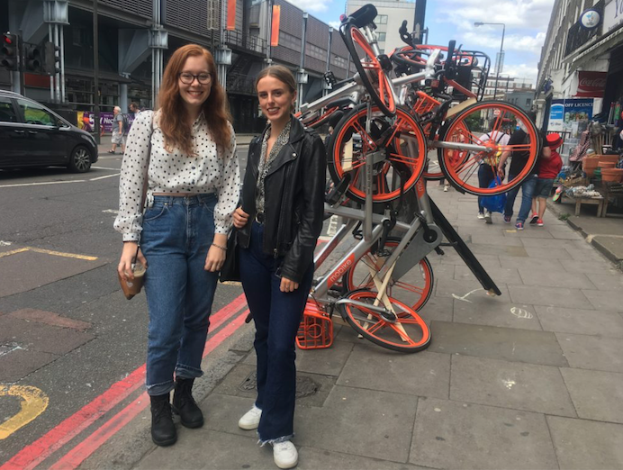 Who is this mystery artist? Hire bikes turned into tower Briana Mullins and Kate Dotsikas