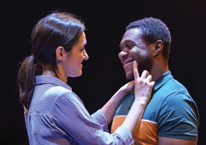 Review: Cash Cow, at Hampstead Theatre, Downstairs Pheobe Pryce and Jonathan Livingstone in Cash Cow Photo by Robert Day