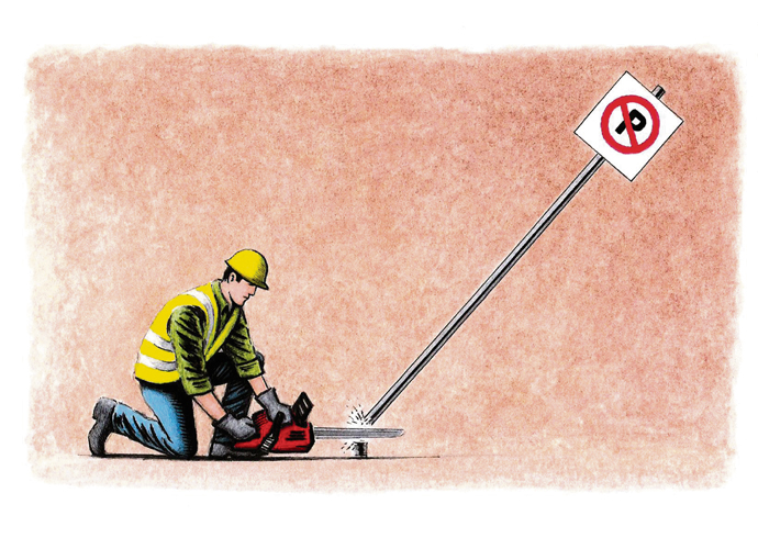 John Sadler trades parking cartoon