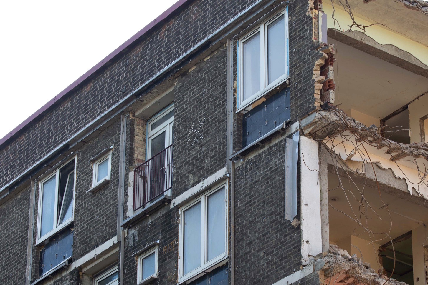 West Ham woz ere: Football etchings all over Regent’s Park Estate demolition blocks camdennewjournal Image 2019-10-31 at 14.41.48 (8)