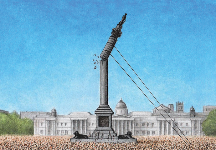 Sadler statue cartoon