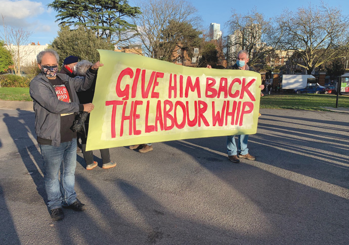 Corbyn protest with banner