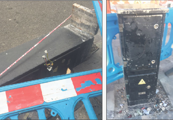 Queen's Crescent bollards before and after