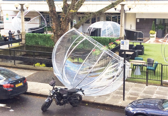 Covid domes at the Holiday Inn, Bloomsbury