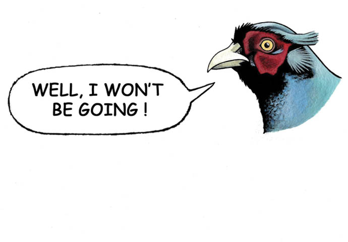 The unspeakable pursuit of a game fair in our square Game bird cartoon with speech