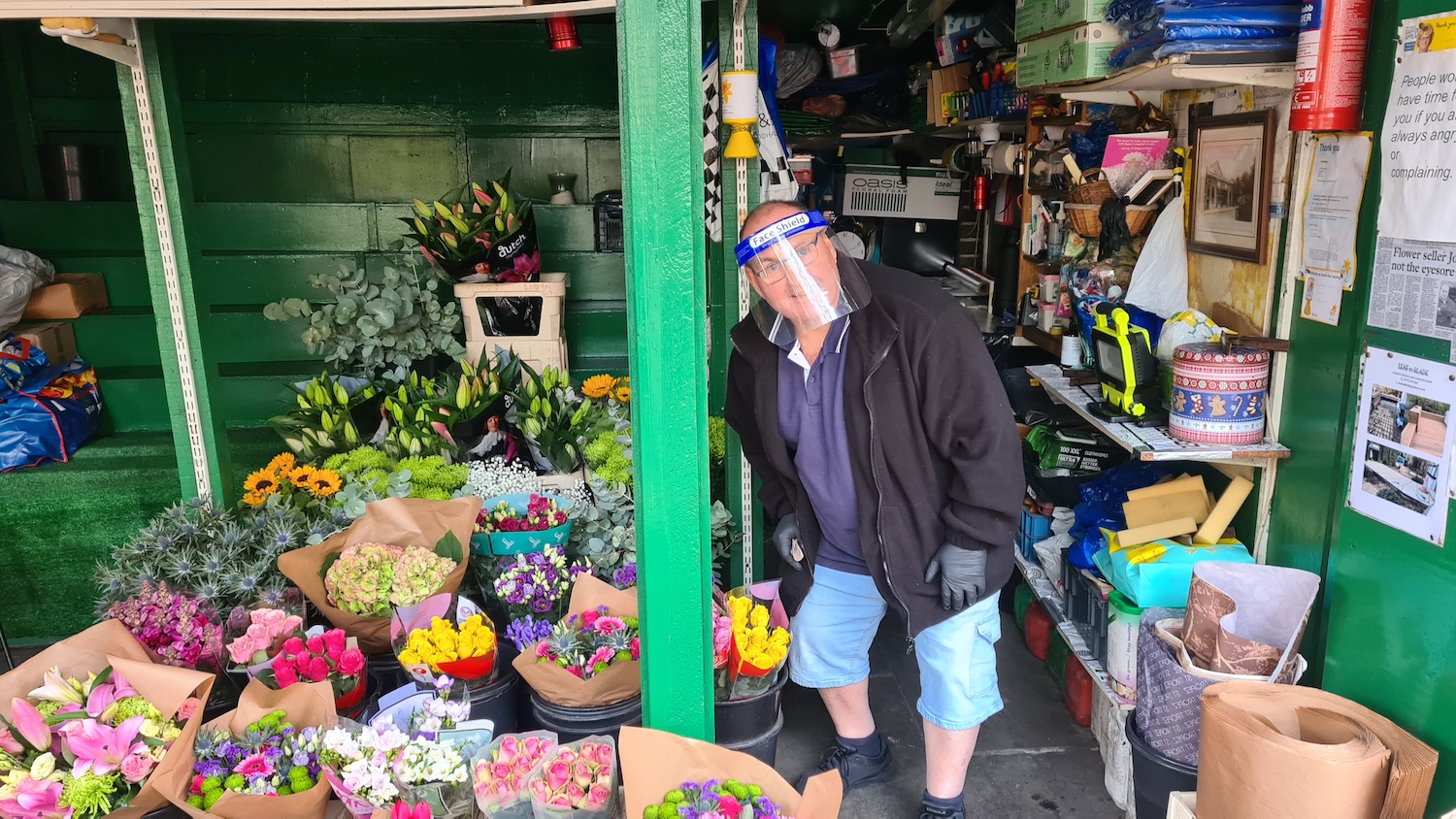 John Atkins at flower stall