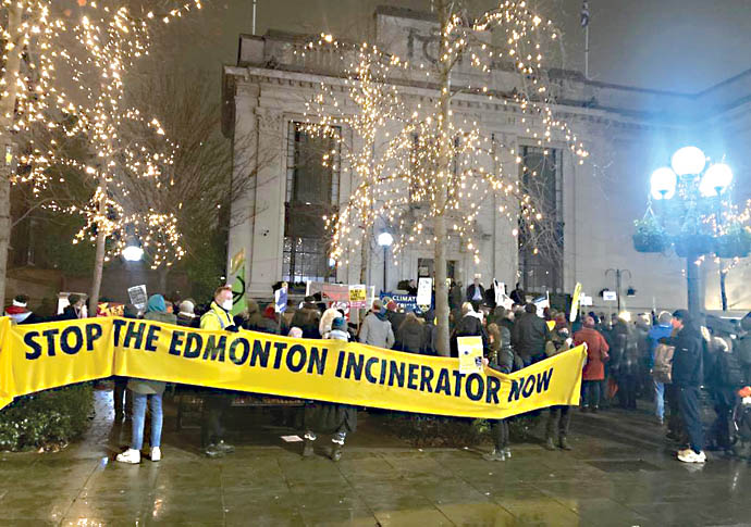 Edmonton incinerator protest at town hall