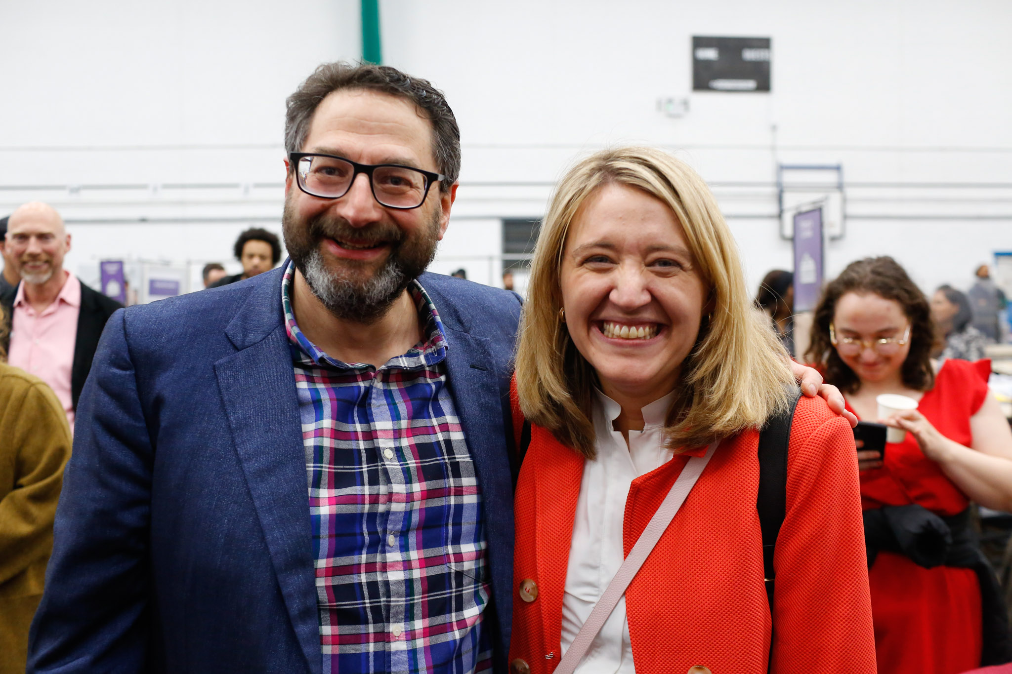 Adrian Cohen and Georgia Gould at the 2022 election count