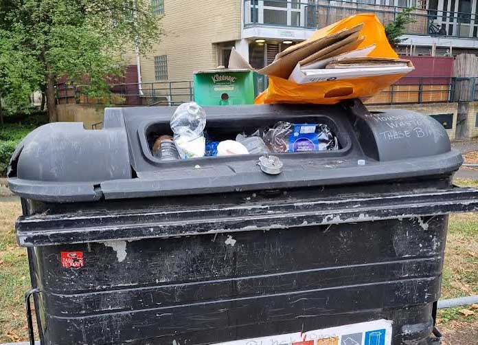Give the new contractor a chance to clean up our streets Rubbish bin overflowing