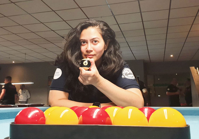 Pot on! Aishah is pool champ again Aisha Omar