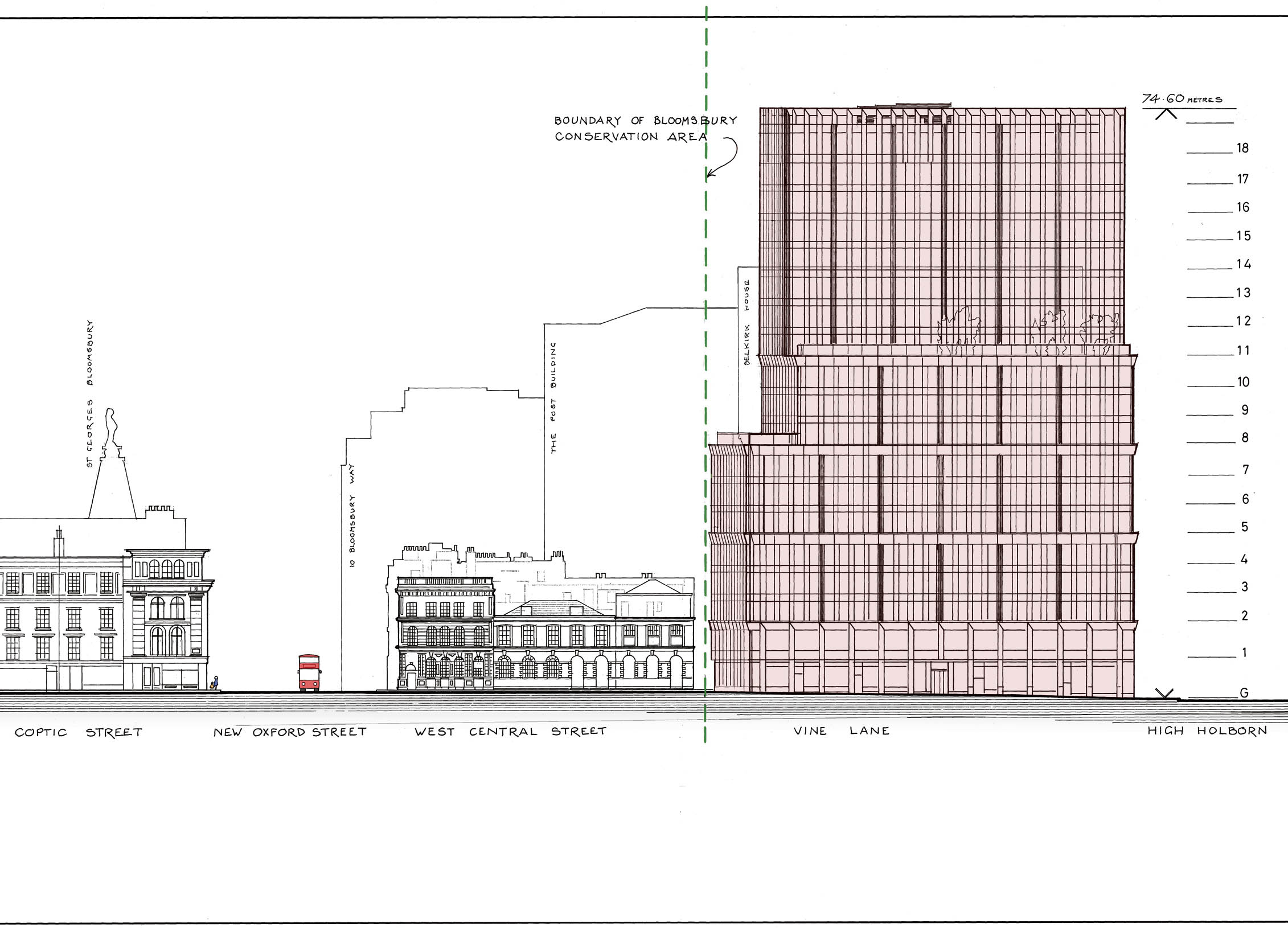 Speculative plan for One Museum Street would disfigure the area Doyle Selkirk House view 1 in context of CA