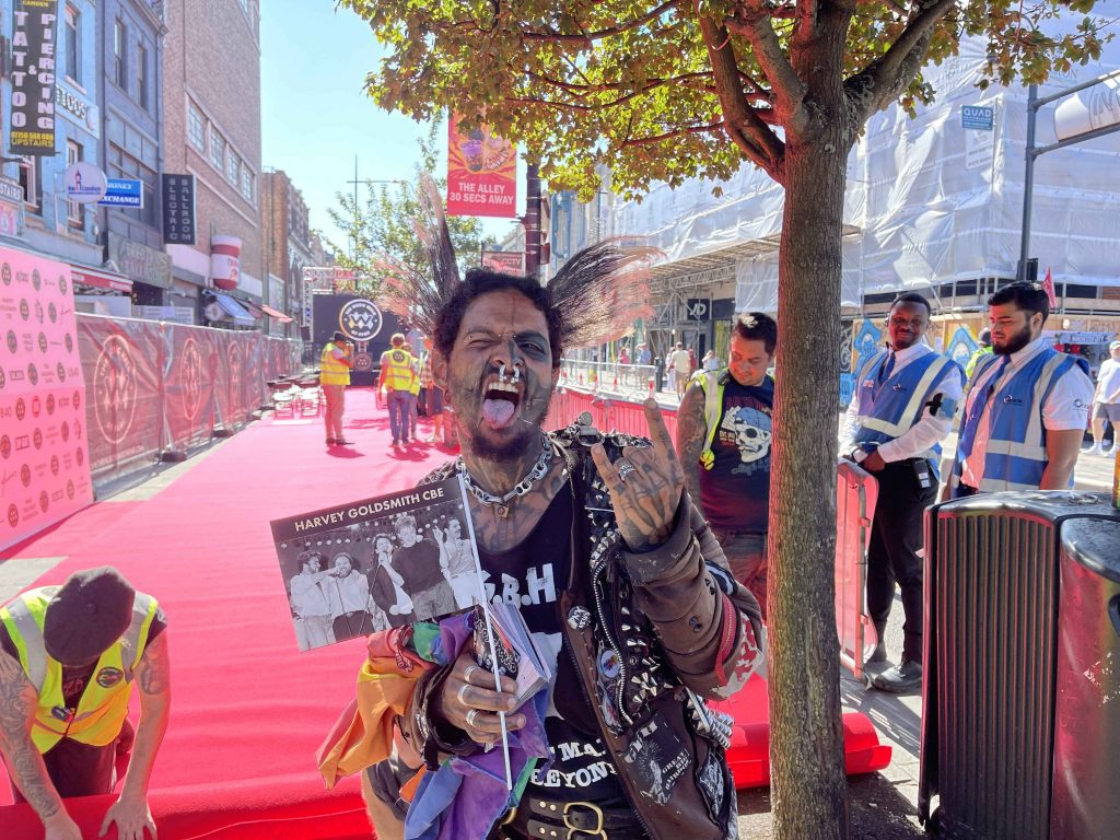 Camden Town's 'zombie punk' outside the Camden Music Walk of Fame ceremony September 2023