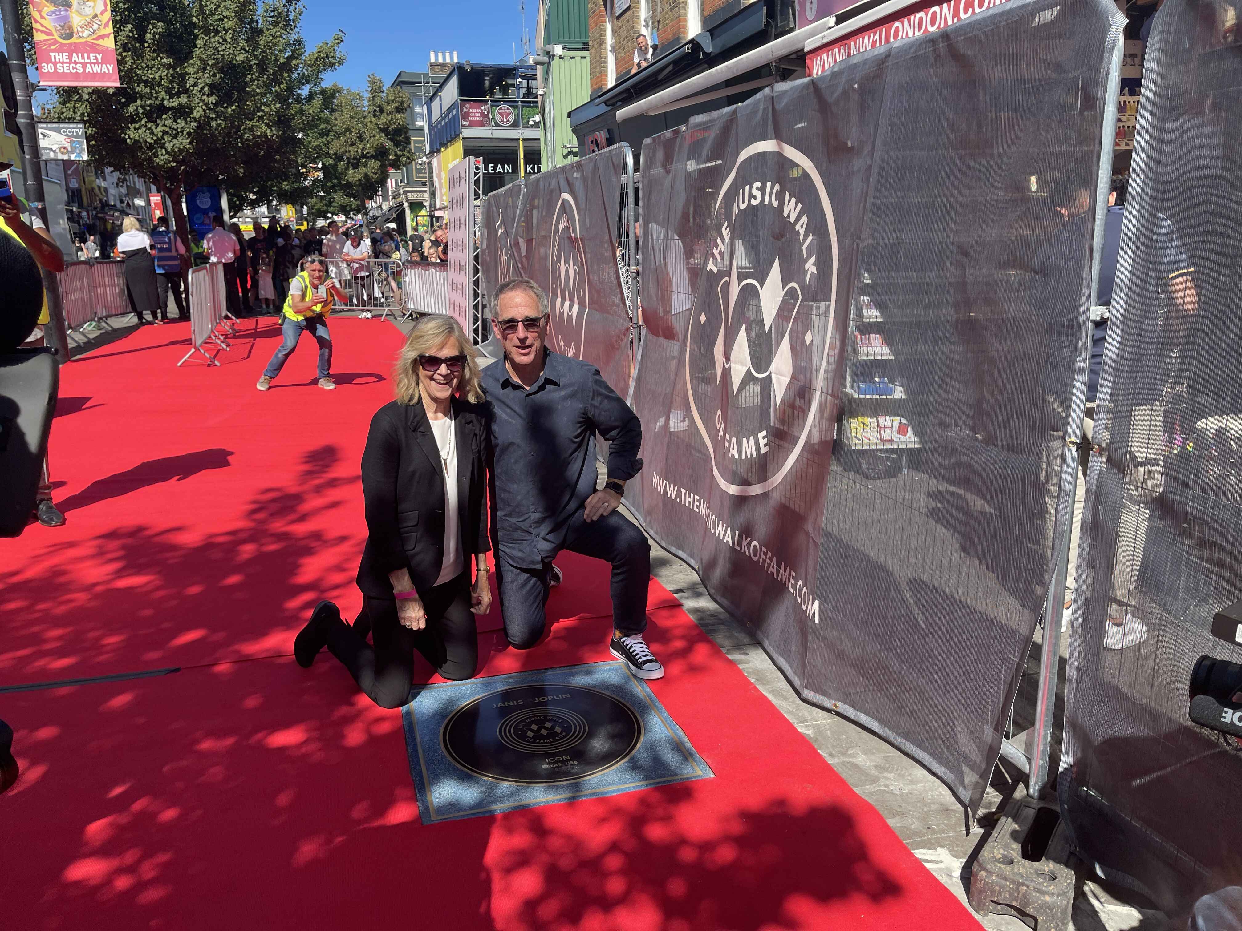 ‘A beacon of feminine defiance’: Janis Joplin added to Camden Town’s Music Walk of Fame Michael Joplin and Laura Joplin next to the Camden Music Walk of Fame in Camden High Street