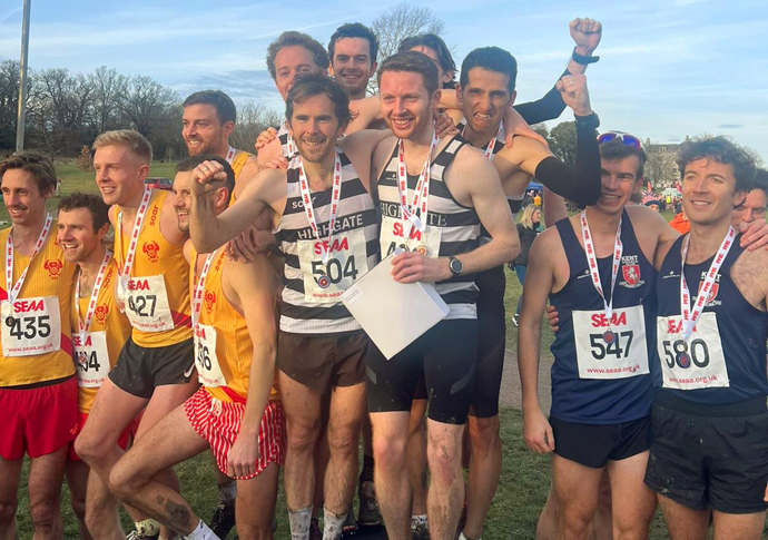 Cross-country joy for Harriers South of England Cross Country Championships Victorious Highgate Harrier Senior Men claim the team trophy January 2024