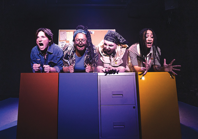 Review: GRILLS, at Camden People’s Theatre Olivia Dowd Ishmael Kirby Jaye Hudson India JJ - credit Harry Elletson