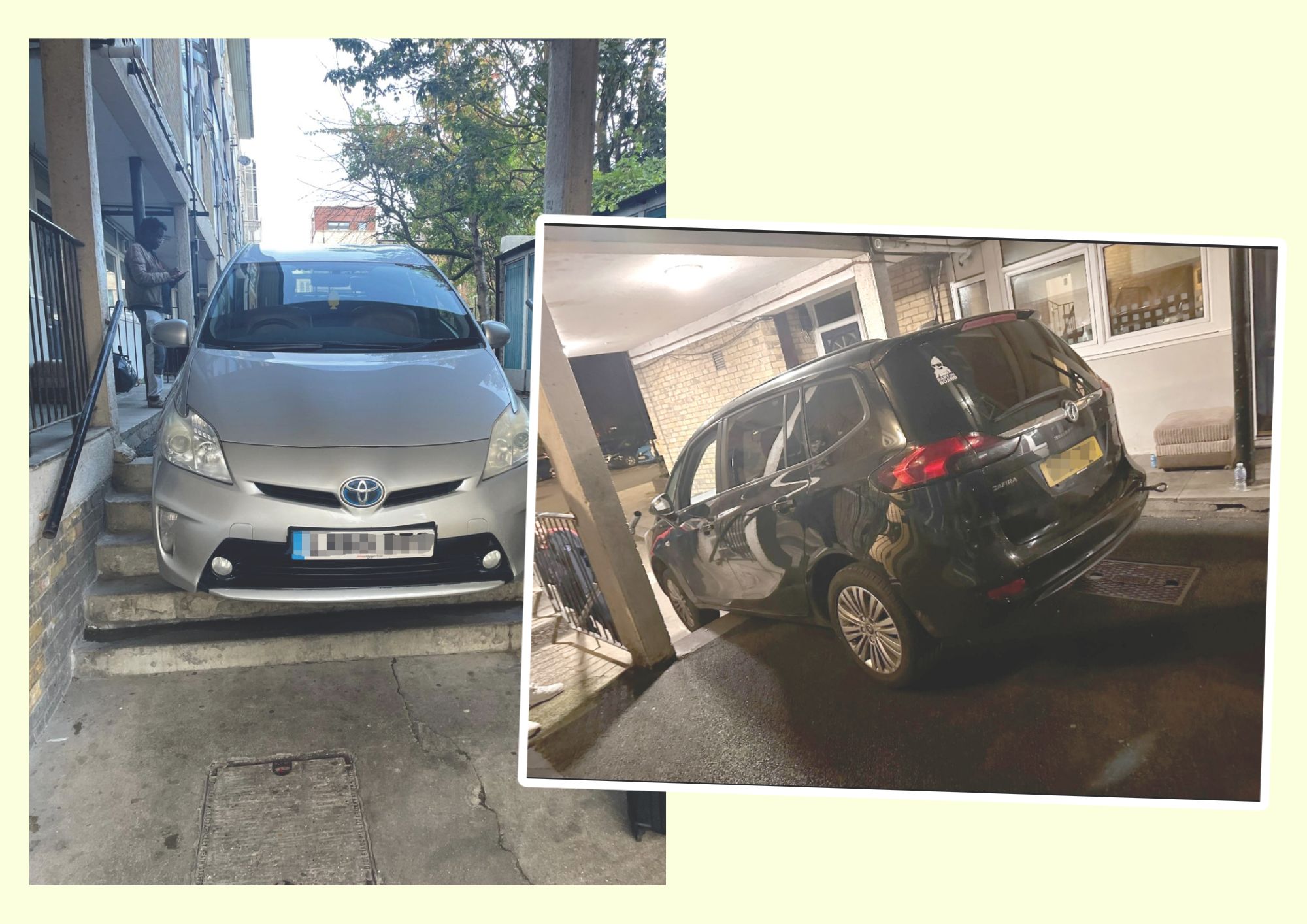 Cars keep getting stuck on steps as drivers take short cut through council estate chalcot crescent (1)
