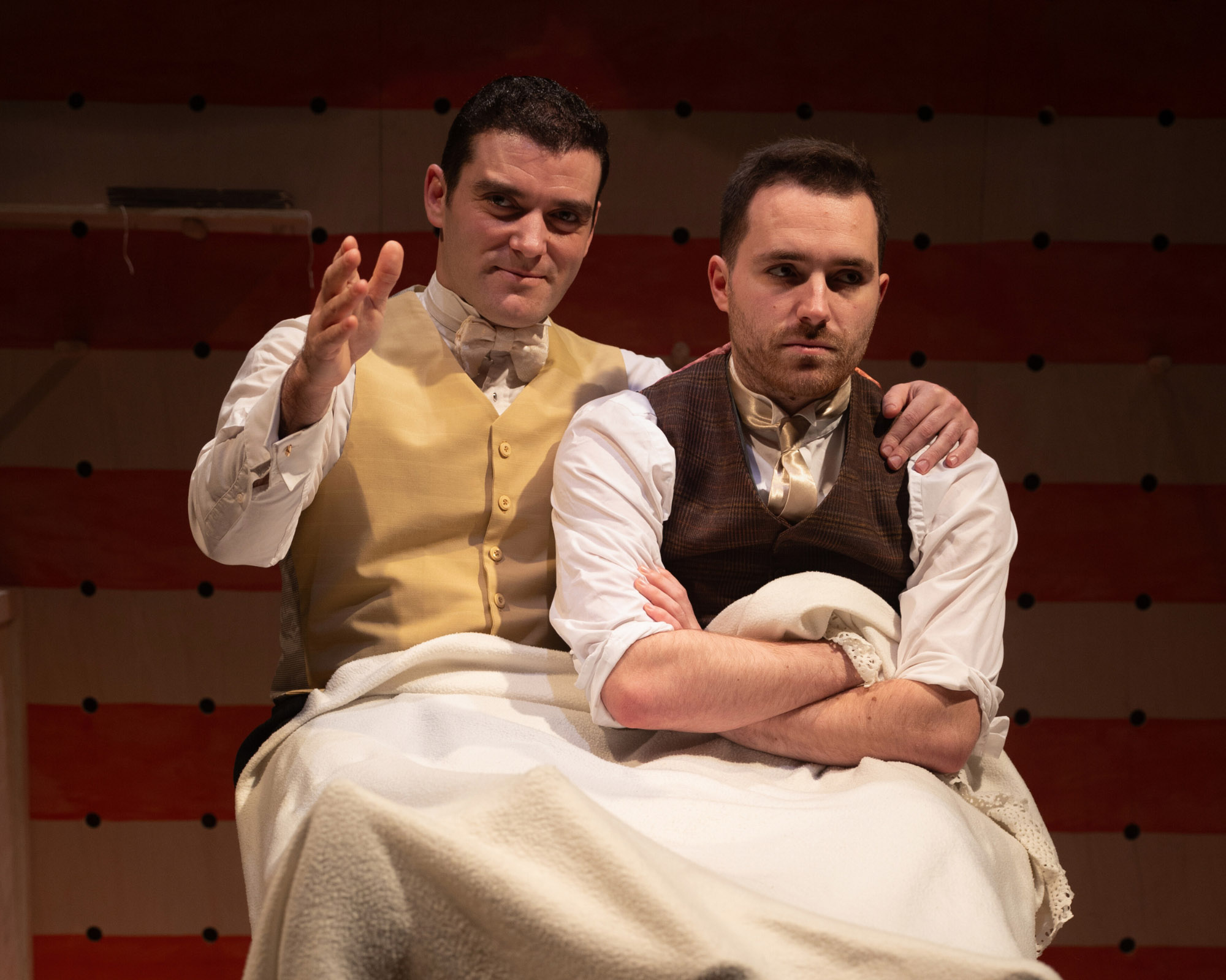 Review: Road Show – Upstairs at the Gatehouse Reece Richardson (Wilson Mizner) and Oliver Sidney (Addison Mizner)_Credit Simon Jackson