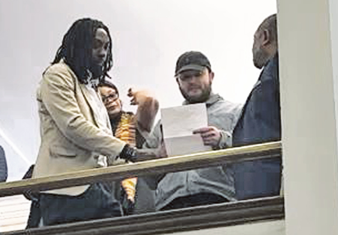 Housing protester ejected from new mayor ceremony ACORN protestor 2