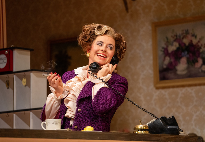 Review: Fawlty Towers – The Play, at Apollo Theatre Fawlty Towers - The Play_Mia Austen as Sybil_Credit Hugo Glendinning