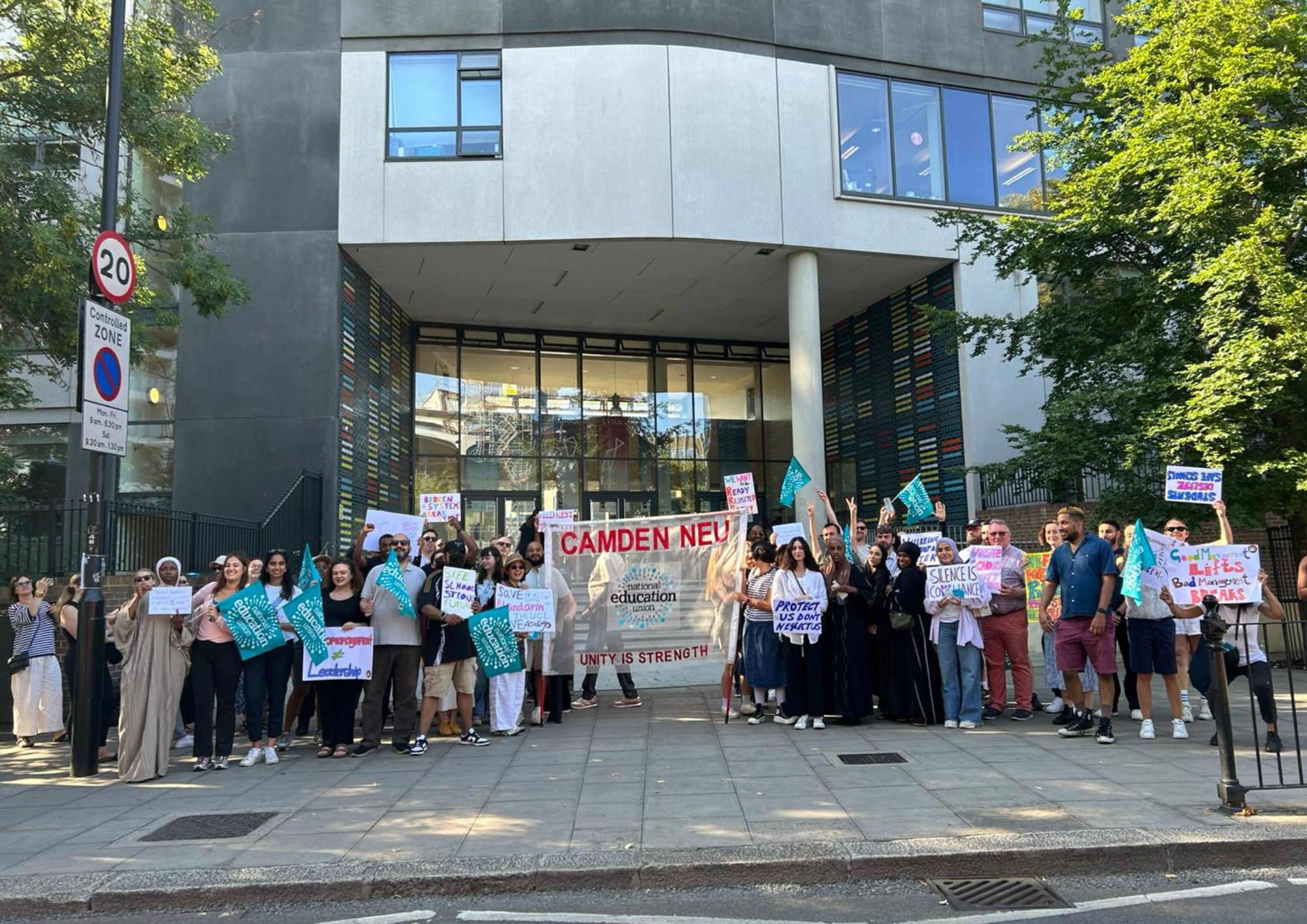 ‘Culture of fear’ claims as UCL academy teachers strike at school gates ucl academy picket