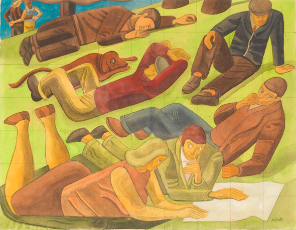 Streets of Primrose Hill & Regent’s Park Camden History Society_People relaxing on Primrose Hill, sketched by William Roberts in 1949