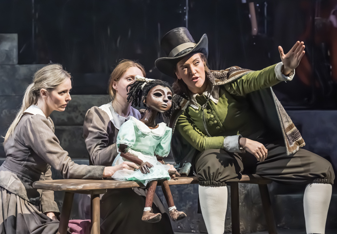 Coven_(l-r) Diana Vickers (Ensemble), Rosalind Ford (Ensemble), and Lauryn Redding (Nowell) in Coven at Kiln Theatre © Marc Brenner 04297