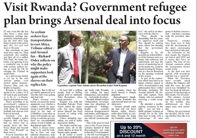 Gunners end deal with Rwanda