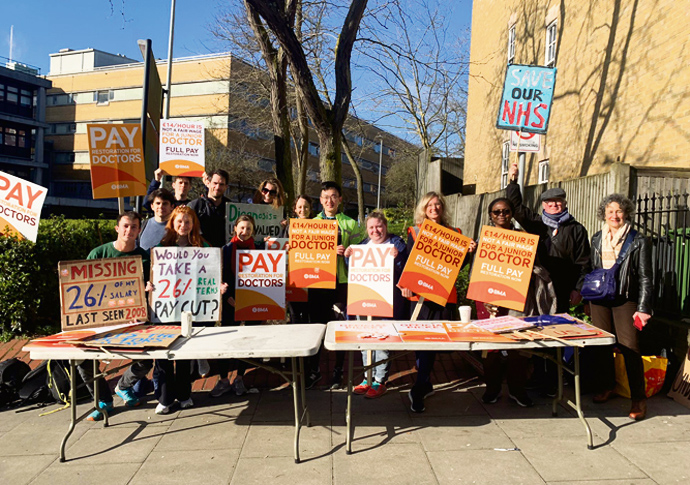 The picket line at the whittington during the first strike in 2023